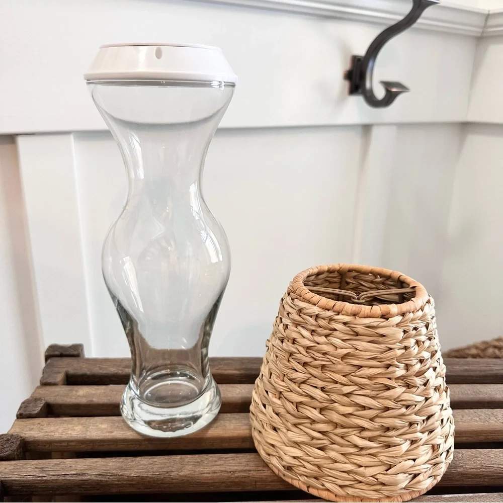 DIY Cordless Lamp Kit Basket Weaved Shade and Base Small Lampshade Table Light